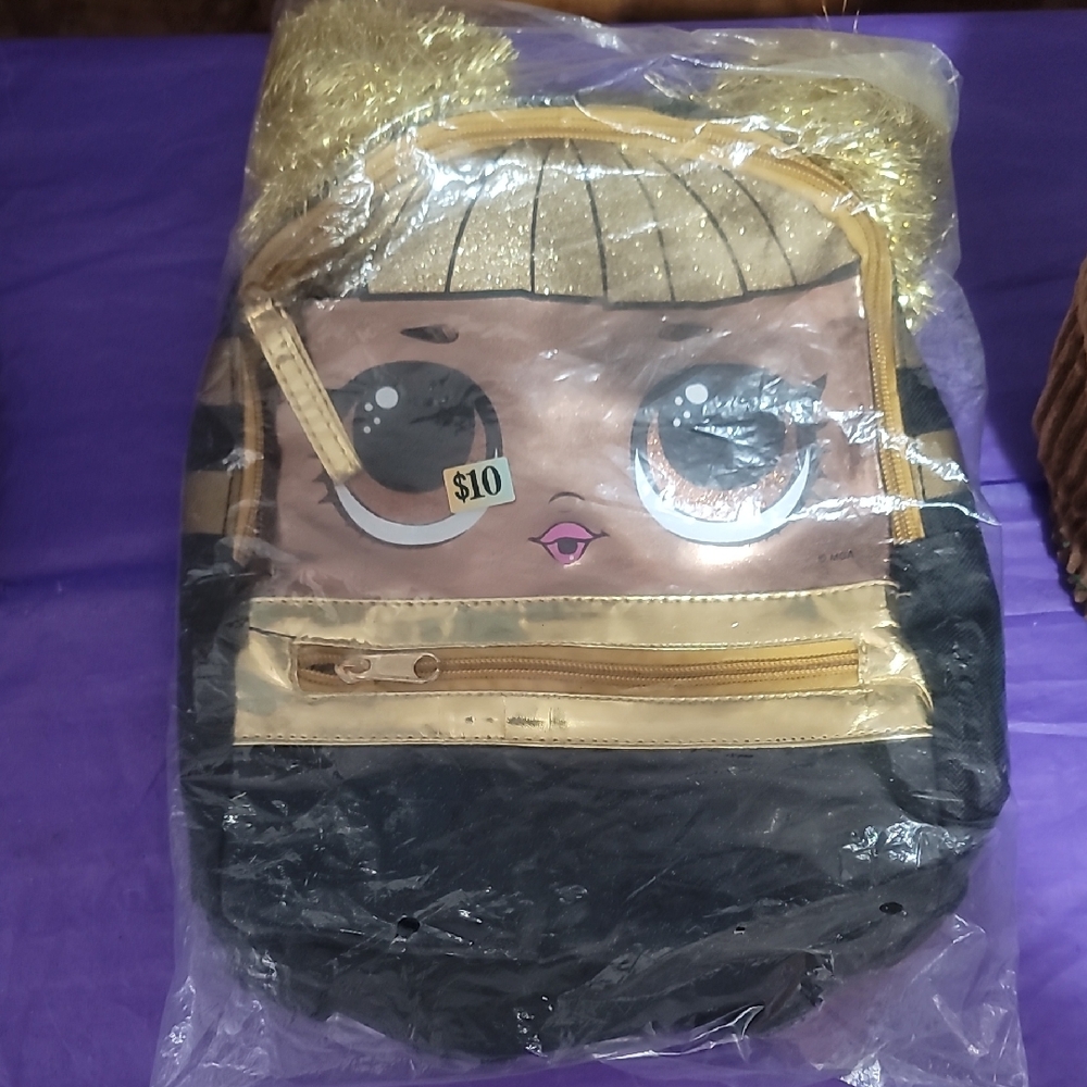Gold and Black Kids Character Backpack